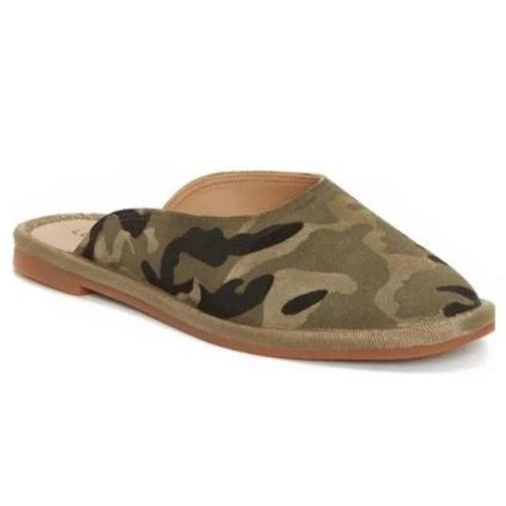 NWOT Lucky Brand Arvy Leather Slip-on Mules Camo Size 7.5 Shoes